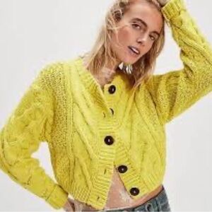 NWT Free People Bonfire Cable Knit Cardi size L